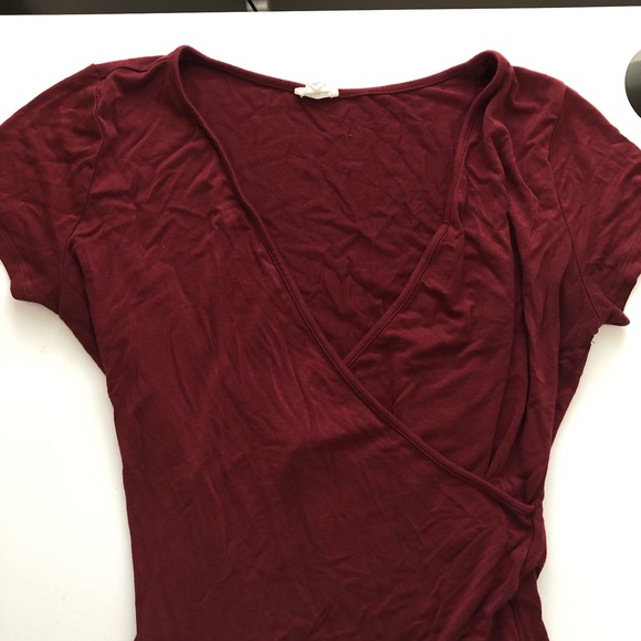 Garage M Dark Red Cross Wrap Bodysuit - Picture 1 of 2